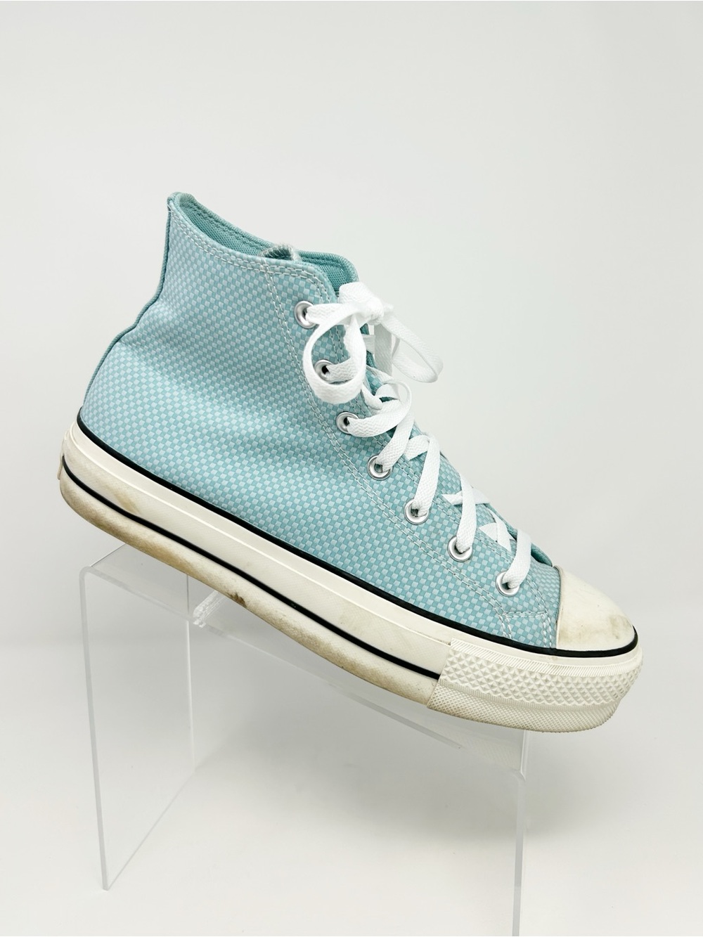 Converse Chuck Taylor All Star Lift Hi Womens Blue Checkered Platform Size 11